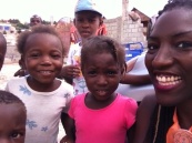 with the children at one of the camps in Delmas